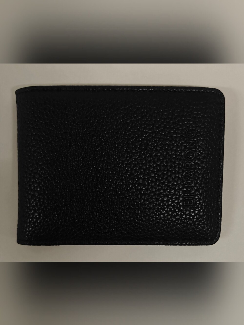 Billabong Black Pebbled Leather Billfold Wallet Embossed Logo Bifold Classic Men
